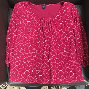 Red & White Patterned Blouse